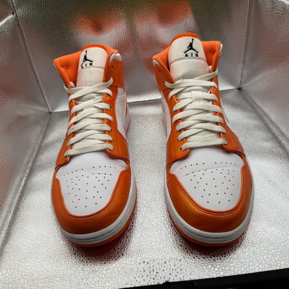 Size 12 Air Jordan 1 SE Mid Electro Orange White Mens Athletic Shoes‎ DM3531-800